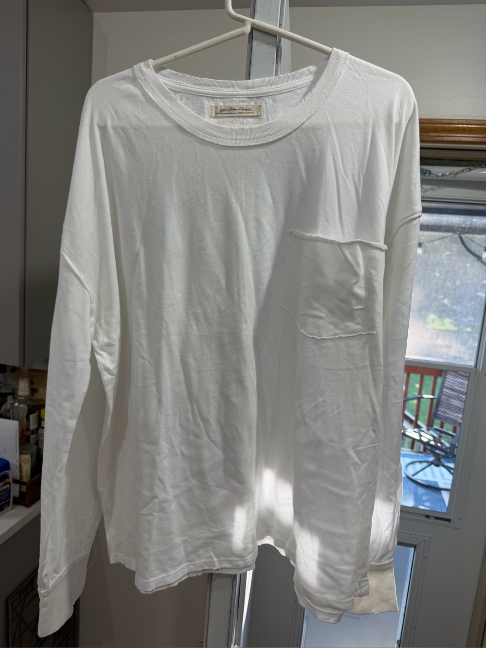 We The Free White Long Sleeve Pocket Tee